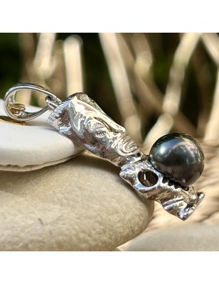 tiki pendant  men tiki Tahitian pearl - perla Tahiti - tahitian jewelry - tahitian jewerly stores
