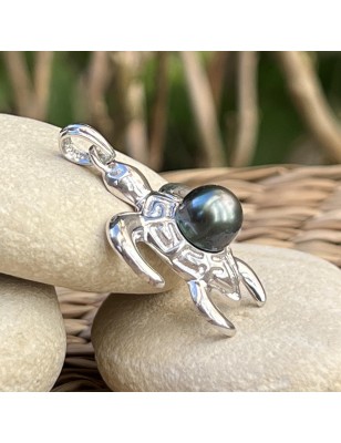 turtle men's pendant with cultured tahitian pearl price - tahitian pendant for men