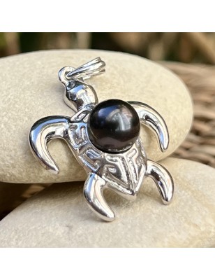 pendentif homme tortue perle noire de culture de tahiti prix - pendentif homme tahitien