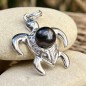 Honu-Mana - Tahitian Black Pearl Turtle Pendant