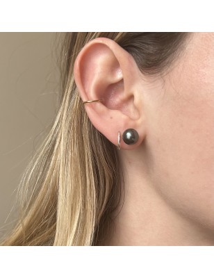 8.51mm - Peacock Tahitian Pearls Silver Earrings