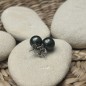 9.64mm - Peacock Tahitian Pearls Silver Earrings