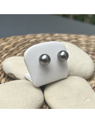 ライトグレー タヒチアンパール イヤリング - 9.77mm