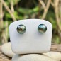 Éclatante - Green Pistachio Tahitian Pearls - 18k Gold Ear Studs