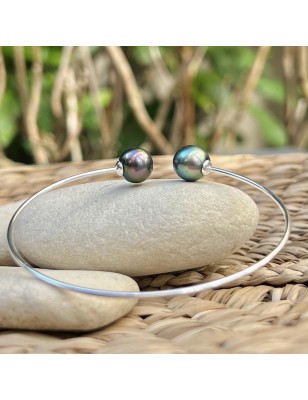 silver you and me bangle tahitian cultured pearls price - tahitian bracelet