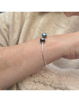 silver you and me bangle tahitian cultured pearls price - tahitian bracelet