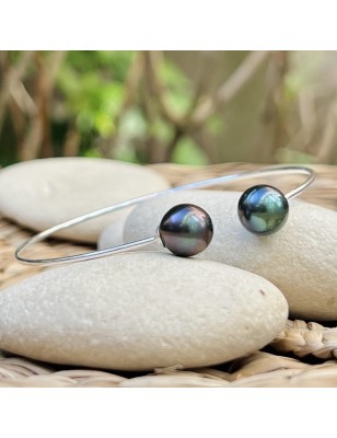 silver you and me bangle tahitian cultured pearls price - tahitian bracelet