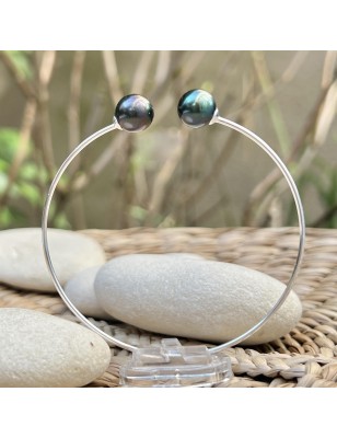 silver you and me bangle tahitian cultured pearls price - tahitian bracelet