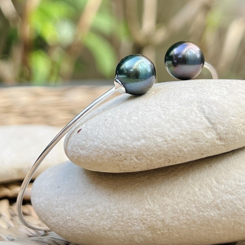 Vaitea - Brazalete - Perlas de Tahití Azules y Violetas