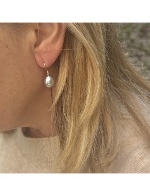 big cultured pearls on dangling gold earrings price