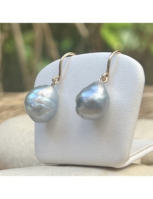 big cultured pearls on dangling gold earrings price