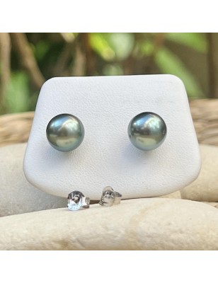 Mahana Ura - Tahitian Pearl Earrings Tilleul - 9.64mm