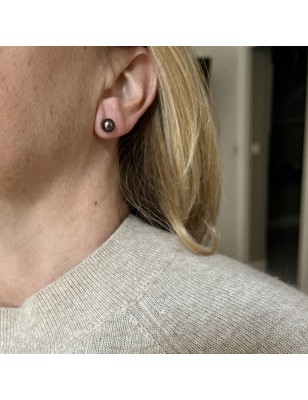 Pendientes Perlas de Tahití Berenjena 7.52mm