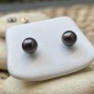 7.52mm Aubergine Tahitian Pearl Ear Studs