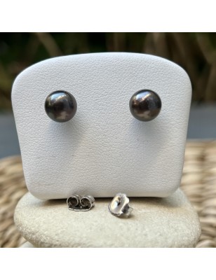 clous d'oreilles argent femme perles de Tahiti petites