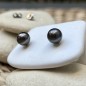 Boucles d'Oreilles Perles de Tahiti Aubergine 7.52mm