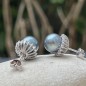 9.90mm - Blue Grey Tahitian Pearl Silver Earrings
