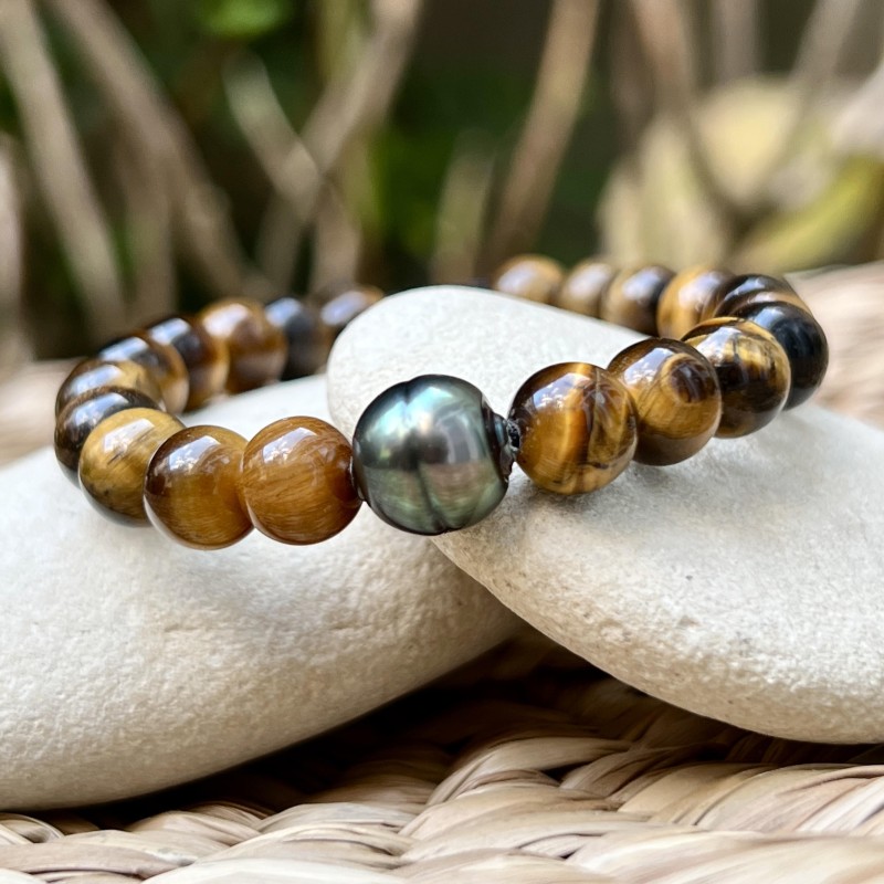 Bracelet Oeil de Tigre - Perle de Tahiti Peacock 9.80mm