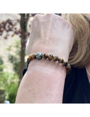 bracelet homme oeil de tigre et perle de culture de Tahiti prix