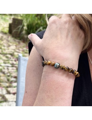 Armband Oeil de Tigre - Perle de Tahiti Pfau 9,80 mm