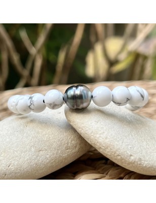 bracelet homme perle de culture de Tahiti prix - howlite en bracelet homme