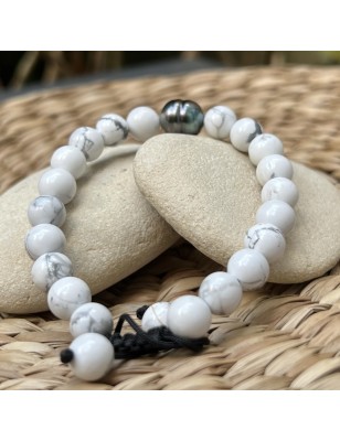 Which bracelet for protection? Tahitian pearl men's bracelet with howlite - perla Tahiti