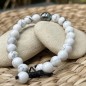 Natural Howlites and Tahitian Blue Pink Pearl Bracelet