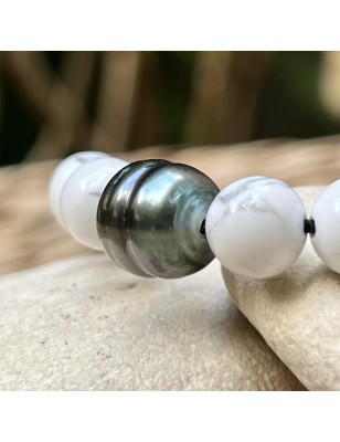 bracelet homme perle de culture de Tahiti prix - howlite en bracelet homme