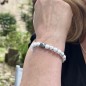 Natural Howlites and Tahitian Blue Pink Pearl Bracelet
