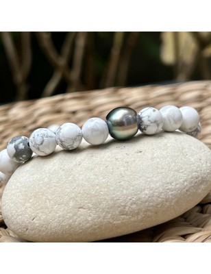bracelet homme perle de culture de Tahiti prix - howlite en bracelet homme