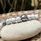 Bracelet Howlites et Perle de Tahiti Vert Tilleul