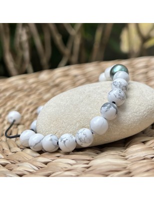 bracelet homme perle de culture de Tahiti prix - howlite en bracelet homme