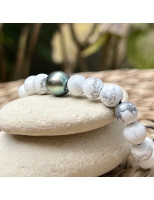 bracelet homme perle de culture de Tahiti prix - howlite en bracelet homme