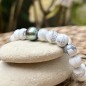 Bracelet Howlites et Perle de Tahiti Vert Tilleul