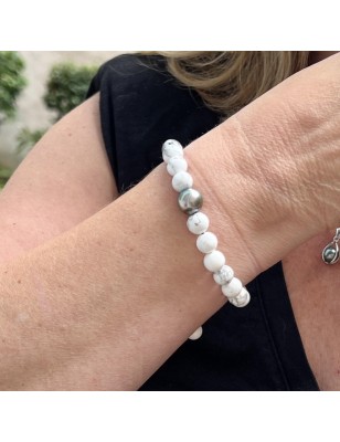 Bracelet Howlites et Perle de Tahiti Vert Tilleul