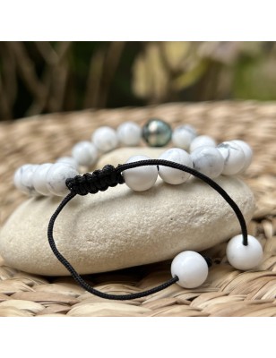 Which bracelet for protection? Tahitian pearl men's bracelet with howlite - perla Tahiti