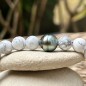 Natural Howlites and Peacock Tahitian Pearl Bracelet