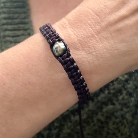 9.33mm Peacock Tahitian Pearl  - Brown Bracelet