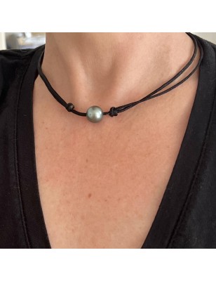 grosse perle noire en ras de cou homme avec une perle de Tahiti prix