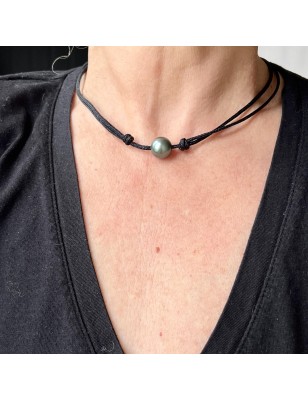 grosse perle noire en ras de cou homme avec une perle de Tahiti prix