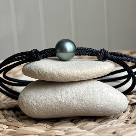 Collar gargantilla para hombre - Perla de Tahití Azul Gris - 12.57mm