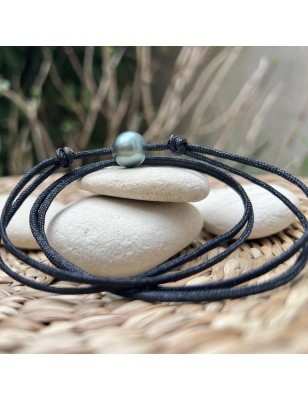 Collar gargantilla para hombre - Perla de Tahití Azul Gris - 12.57mm