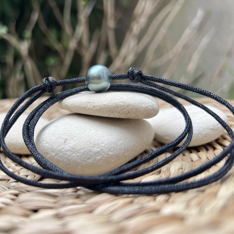 Collana girocollo uomo - Perla di Tahiti Blu Grigia - 12,57mm