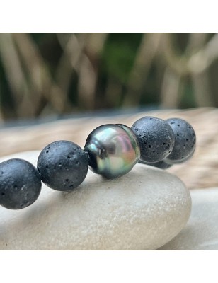 pierre de lave bracelet homme perle de Tahiti prix - bracelet en pierres de lave
