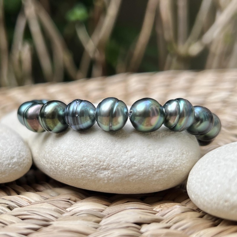 Moerava - Bracciale con 21 perle di Tahiti cerchiate (selezione)