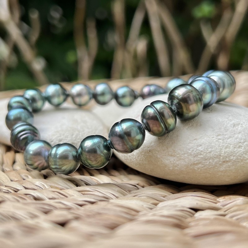 Moerava - Bracciale con 21 perle di Tahiti cerchiate (selezione)