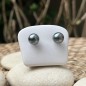 Clous d'Oreilles Or Blanc 18 Carats - Perles de Tahiti de 9.50mm