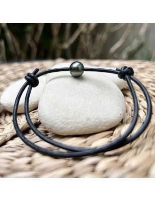 bracelet homme cuir perle de culture de Tahiti prix - bracelet homme tahitien