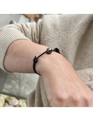 perle de Tahiti verte en bracelet homme perle prix - bracelet lien perle pour homme avec une perle