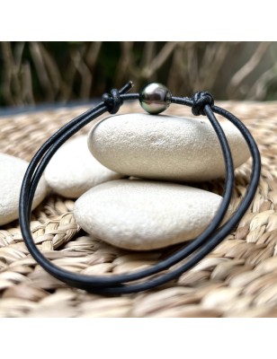 perle de Tahiti verte en bracelet homme perle prix - bracelet lien perle pour homme avec une perle